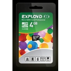 EXPLOYD MicroSDHC 4GB Class4 - б/а [EX004GCSDHC4-W/A-AD]