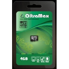 Карта памяти OLTRAMAX MicroSDHC 4GB Class4 без адаптера SD, скорость чтения 10 MB/s