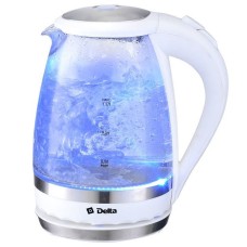 Чайник электрический DELTA DL-1202 стекло белый