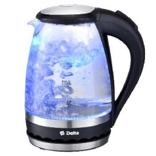Чайник электрический  DELTA DL-1202 стекло черный