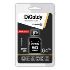 Карта памяти DIGOLDY 64GB microSDXC Class10 UHS-1 + адаптер SD