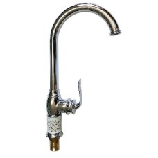 BRIMIX 161 Смеситель для кухни , ХРОМ с белой керамичекой вставкой на корпусе , шаровый