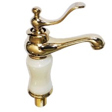 BRIMIX 164 Смеситель для раковины , корпус под светлый мрамор с ЗОЛОТОМ , шаровый BRIMIX 164 Смеситель для раковины , корпус под светлый мрамор с ЗОЛОТОМ , шаровый