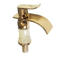 BRIMIX 144 Смеситель для раковины ПЛОСКИЙ гусак корпус из светлого камня с вставками светлого ЗОЛОТА BRIMIX 144 Смеситель для раковины ПЛОСКИЙ гусак корпус из светлого камня с вставками светлого ЗОЛОТА