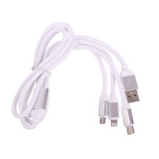 Кабель (usb) SMARTBUY IK-312 WHITE 3 в 1 MICROUSB+TYPE-C+8 PIN 1.2 м