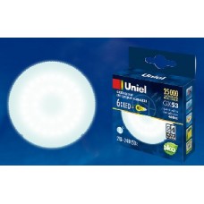 Лампа светодиодная UNIEL UL-00001669 LED-GX53-6W/NW/GX53/FR PLZ01WH матовая Белый свет