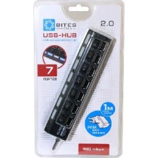 Разветвитель (Usb хаб) 5BITES HB27-203PBK 7*USB2.0 / БП 5В-2А / 1M / BLACK