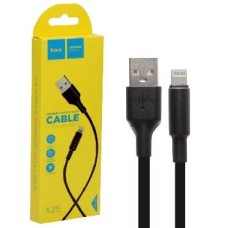 Кабель (usb) HOCO X25 USB (m)-Lightning (m) 1.0м 2.0A силикон черный