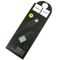 Кабель (usb) HOCO X5 USB (m)-microUSB (m) 1.0м 2.4A силикон черный