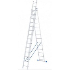 СИБРТЕХ Лестница, 3 х 14 ступеней, алюминиевая, трехсекционная, Россия 97824