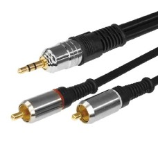 Кабель REXANT ШНУР СТЕРЕО 3,5 ММ - 2 RCA, ДЛИНА 5 МЕТРОВ (GOLD-МЕТАЛЛ) 17-4225