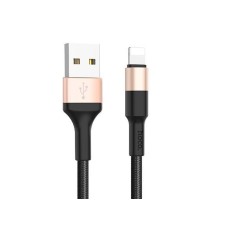 Кабель (usb) HOCO X26 "Xpress" USB-8 Pin 2A 1M черный/золотой