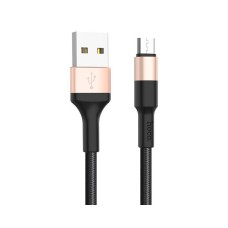 Кабель (usb) HOCO X26 "Xpress" USB-microUSB 2A 1M черный/золотой