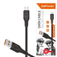 Кабель (usb) GOPOWER (00-00018564) GP01M USB (m)-microUSB (m) 1.0м 2.4A черный