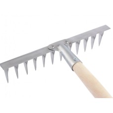 СИБРТЕХ Грабли, нержавеющая сталь, 290х1300 мм, 12 витых зубьев, деревянный черенок 61754