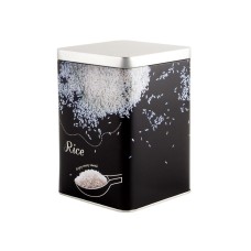 MALLONY Банка с крышкой металлическая, квадратная, объем 1000 мл, дизайн "Рис" (008619)