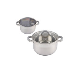 MALLONY Кастрюля Felicita, объем 5,1 л, из нерж стали с крышкой из жаропрочного стекла, размер 22*13,5 см (009