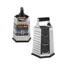 MALLONY Терка шестигранная GR-004-9, прорезиненная ручка, высота: 23см (пластик, нерж.сталь) (965008) MALLONY Терка шестигранная GR-004-9, прорезиненная ручка, высота: 23см (пластик, нерж.сталь) (965008)