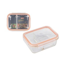 MALLONY Контейнер GUSTO,1000 мл, 2 секции, из жаропроч. стекла с крышкой с защёлками, темп.режим -40 +300С (008677)