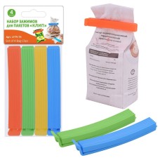 MULTIDOM Н-р зажимов для пакетов "Клип" 4 шт дл 10 см LF75-74