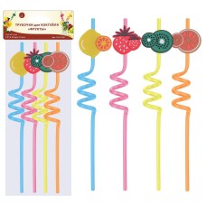 MULTIDOM Трубочки для коктейля "Фрукты" 4 шт. 26см VL13-160