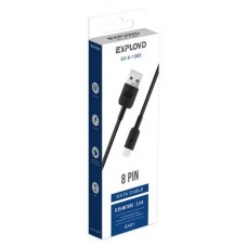 EXPLOYD EX-K-1385 Дата-кабель USB ? 8 Pin 2.4A 0.25M круглый силикон чёрный