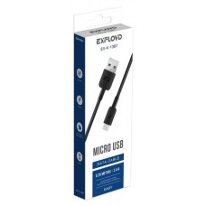 EXPLOYD EX-K-1387 Дата-кабель USB ? microUSB 2.4A 0.25M круглый силикон чёрный