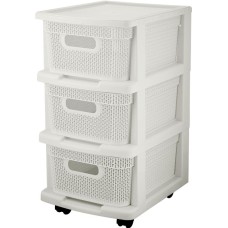 KEEPLEX KL379522048 Комод Ajur с корзинами на колесиках трехсекционный компакт 37х30х52см белое облако