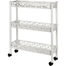 KEEPLEX KL283012048 Этажерка Light на колесиках трехсекционная прямоугольная длинная 58х18х13,5см белое облако