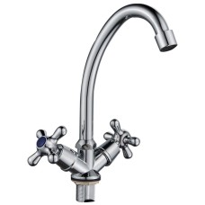 GOTA ROCIO G095310-GOTA Barcelona Смеситель д/кухни с 2-мя рукоятками с высоким изливом, креп. гайка