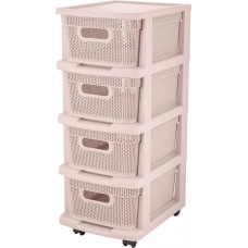 KEEPLEX KL379622005 Ajur с корзинами на колесиках четырехсекционный компакт 37х30х69см бежевый топаз