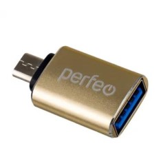 PERFEO (PF_C3001) adapter USB на micro USB c OTG, 3.0 (PF-VI-O012 Gold) золотой