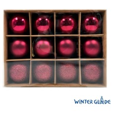 WINTER GLADE Набор ёлочных шаров пластик, 6 см, 12 шт, красный микс, 6012G003 WINTER GLADE Набор ёлочных шаров пластик, 6 см, 12 шт, красный микс, 6012G003