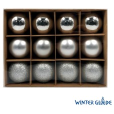 WINTER GLADE Набор ёлочных шаров пластик, 6 см, 12 шт, серебряный микс, 6012G002 WINTER GLADE Набор ёлочных шаров пластик, 6 см, 12 шт, серебряный микс, 6012G002