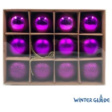 WINTER GLADE Набор ёлочных шаров пластик, 6 см, 12 шт, фиолетовый микс, 6012G005 WINTER GLADE Набор ёлочных шаров пластик, 6 см, 12 шт, фиолетовый микс, 6012G005