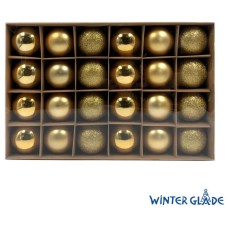 WINTER GLADE Набор ёлочных шаров пластик, 6 см, 24 шт, золотой микс, 6024G001 WINTER GLADE Набор ёлочных шаров пластик, 6 см, 24 шт, золотой микс, 6024G001