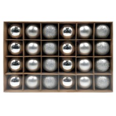 Набор ёлочных шаров WINTER GLADE пластик, 6 см, 24 шт, серебряный микс, 6024G002 Набор ёлочных шаров WINTER GLADE пластик, 6 см, 24 шт, серебряный микс, 6024G002