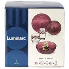 LUMINARC ИДИЛЛИЯ ЛИЛАК 16пр со стаканами РОМБ ЛИЛАК 310мл S1302