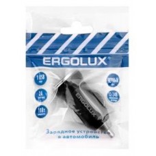 ERGOLUX (15105) ELX-CA01P-C02 ПРОМО (Автомобильный адаптер 1USB, 12В, 5V/2А, LED, Черный, Пакет )