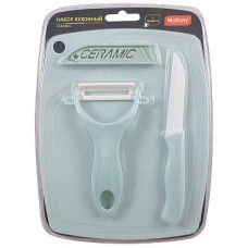 MALLONY Набор кухонный CERAMIC (3 предмета): нож, овощечистка, разделочная доска (008661)