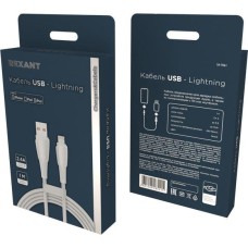 REXANT (18-7061) USB-A ? Lightning для Apple, 2,4А, 1м, в белой нейлоновой оплетке