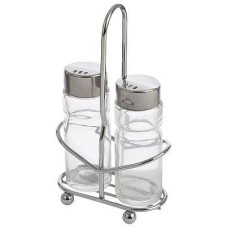 MALLONY Набор из 3 предметов SPEZIA: солонка 40мл и перечница на подставке (стекло, нерж сталь) (009366)