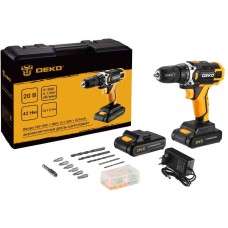 DEKO Banger 20V ONE + в кейсе + набор 63 инструмента для дома, 20В, 2х1.5Ач 083-1043