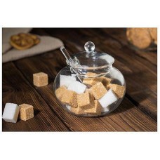 MALLONY Сахарница стеклянная 350 мл, DOLCE, со стеклянной ложечкой (107618)