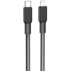HOCO (6931474760180) X69ia USB 2.4A PD 20W для Lightning 8-pin Type-C , нейлон 1м- черны/белый
