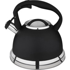 MALLONY Чайник CLASSICO STILE, объем 3,5 л, из нерж стали со свистком, черный/матовый, ручка с soft-touch (985622)