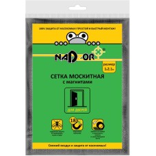 NADZOR Сетка москитная на дверь с магнитами, чёрная, в пакете, MSN020MPB