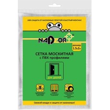 NADZOR Сетка москитная на дверь с утяжелителями, 1,5*2 м, белая, в пакете, MSN020PPW
