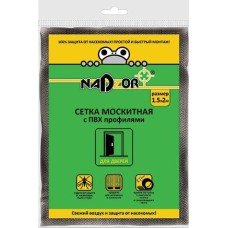 NADZOR Сетка москитная на дверь с утяжелителями, 1,5*2,1 м, чёрная, в пакете, MSN020PPB