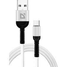 DEFENDER (87103WHI) USB кабель F167 TypeC 1м, 2.4А, ткань, пакет